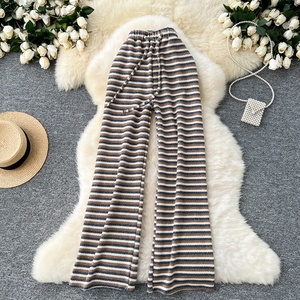 2025 <span class=keywords><strong>donna</strong></span> autunno <span class=keywords><strong>pantaloni</strong></span> larghi a righe a blocchi di colore-Design Casual lavorato a maglia <span class=keywords><strong>con</strong></span> cintura elastica - Product Image 3