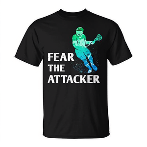 Camiseta Fear The Attacker Lacrosse para hombres y niños, diseño deportivo negro - Product Image 2