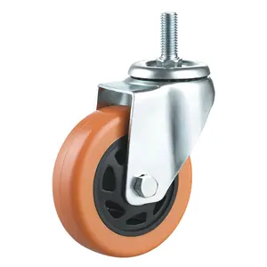 TYD Medium Duty Threaded Stem PVC Double Ball Bearing Screw Universal Caster Flower Wheel For Trolley Machine