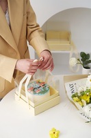Boîte à gâteau rigide transparente recyclable de 4 pouces et 6 pouces avec poignée, pour la pâtisserie, les anniversaires, la crème, la mousse, les desserts, emballage portable, laminage mat, gaufrage