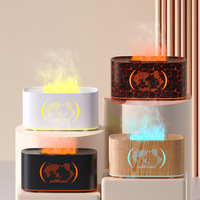Diffuseur d'arômes portable multifonctionnel avec effet de flamme LED carte du monde, purificateur d'air 3-en-1, humidificateur et éclairage d'ambiance pour la maison et la voiture