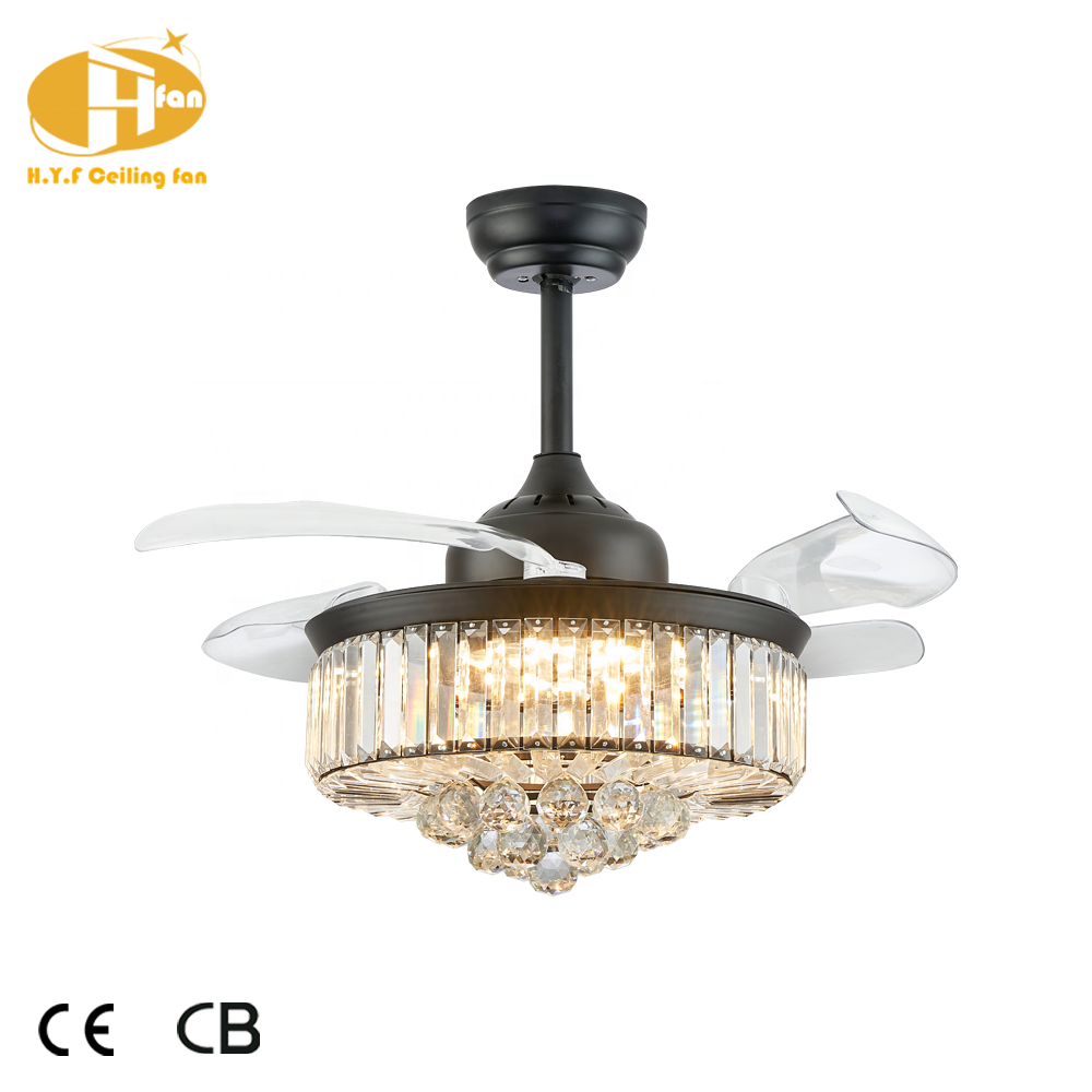 Modern Luxury LED Ceiling Fan Lamp Gold Black Silver Crystal European Design Style Remote Control New Selling for Smart Home