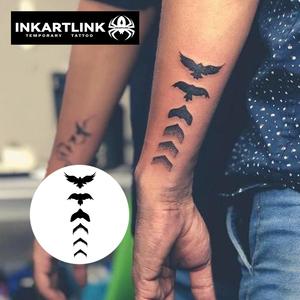 Autocollant de tatouage semi-permanent en gros motif oiseaux en vol, longue durée 2 semaines (15 jours), imperméable, art corporel pour hommes et femmes, bras - Product Image 2