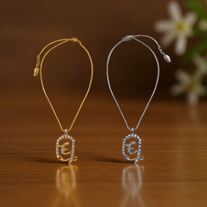 Collar Angelina con Cuentas, Letra E, Cristal, Diamantes de Imitación, Cadena de Serpiente, Joyería de Moda Unisex, Regalo, Chapado en Oro y Plata - Product Image 2