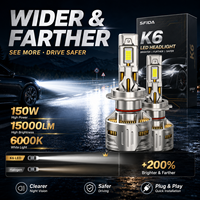 Ampoule de conversion de phare LED SFIDA K6 nouvelle génération 12V 6000K super lumineuse 150W 15000LM