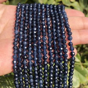 Perle Sfaccettate in Pietra di Zaffiro Blu Scuro all'Ingrosso 2/3/4mm Perle per Girovita per Creazione Gioielli Fai da Te - Product Image 4