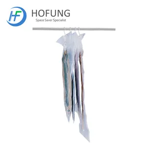 Eco-friendly Hanging Vacuum Compressed Bag Space Saver Bag With Hanger For Clothes