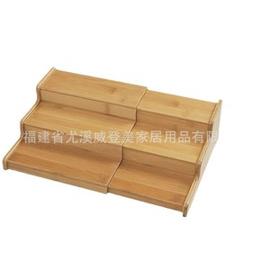 Estante de especias de bambú de varios niveles, estante extraíble de tres niveles, estante de almacenamiento de especias de bambú y madera para cocina y hogar. - Product Image 4