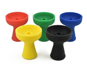 Cazoleta de shisha de vidrio duradero de un solo orificio con gancho de silicona clásico, accesorios para hookah, superventas - Product Image 1