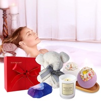 Relaxant fait à la main Fizzies Spa Kit filles maman luxe vacances anniversaire saint valentin amour nouvel an serviette savon soja bougie cadeau ensemble
