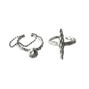 S925 Sterling <b>Silver</b> Cross <b>Ring</b> Meteorite Texture Opening Style Unisex Everyday Wear Jewelry - Product Image 5