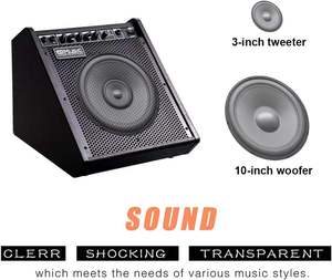 Professional <b>10</b>-<b>Inch</b> Woofer 100W for Electric Drum Amplifier 3-Band EQ for 2 Audio Inputs 2.0 Channel Metal Construction - Product Image 3