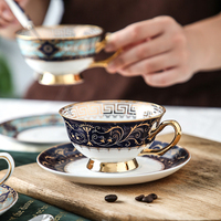 Ensemble de tasses et soucoupes à thé et à café personnalisées de luxe, modernes, imprimées, en porcelaine fine, en céramique, écologiques, durables, personnalisables