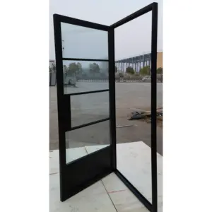 Vente chaude Portes françaises extérieures en métal de qualité supérieure Porte en verre en acier à cadre en métal noir