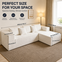 Canapé convertible en L avec revêtement en chenille, coussins rembourrés en éponge, 3 places, canapé compressé, idéal pour villa moderne et appartement