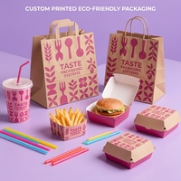 Boîte d'emballage pour la restauration rapide en papier pour hamburgers, frites et ailes de poulet, taille personnalisée, avec impression de logo