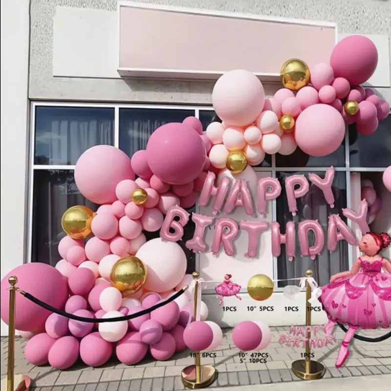 Fabricantes al por mayor nueva serie de cadena de globos de estilo de cumpleaños suministros de decoración de globos de látex