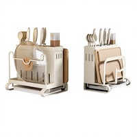 Étagère de rangement en acier au carbone, support pour planches à découper, couteaux et couverts, support pour couvercles de casseroles, organisateur de cuisine