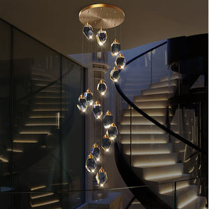 Design moderno Espiral Lustre longa Escada De Cristal Lustre Pingente Luz Escada Iluminação Tetos Altos Sala De Estar - Product Image 2
