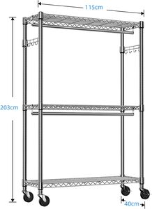 ราวแขวนผ้าแบบ3ชั้นสำหรับงานหนักราวแขวนลวดโลหะแบบตั้งอิสระตู้เสื้อผ้า NSF ราคาโรงงานราคาถูกภาษีต่ำ - Product Image 6
