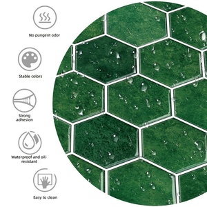 Pegatina de Pared con Diseño de Panal de Abeja, Autoadhesiva, Fácil de Instalar, Impermeable, Mosaico de PET, Adhesivos Decorativos para Cocina, Arte y Decoración del Hogar - Product Image 3
