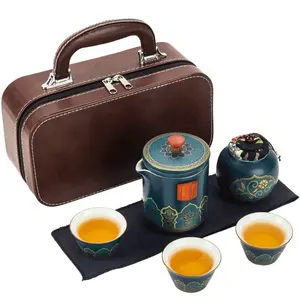 JY هدية النمط الصيني طقم شاي من السيراميك المحمولة السفر الكونغفو مجموعة براريد للشاي ل هدية الكريسماس فنجان شاي مجموعة السفر