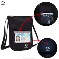 Dompet Selempang Multifungsi Anti-RFID untuk Paspor, Kartu Identitas, Ponsel, Bahan Nylon Kasual untuk Pria, Tas Selempang Fashionable untuk Perjalanan