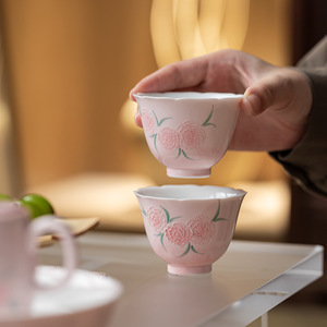 Guanlan Ceramic Master Cup Porcelain Floral Pattern Round <b>Tea</b> Cup For Kung Fu <b>Tea</b> <b>Set</b> Afternoon <b>Tea</b> Use - Product Image 1