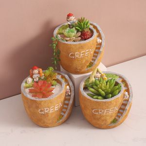 Pot à Succulentes Créatif en Résine Style Rustique, Petit Pot de Jardinage <span class=keywords><strong>DIY</strong></span> pour <span class=keywords><strong>Balcon</strong></span>, Pot de Plantes Vertes de Bureau, Vente en Gros - Product Image 2