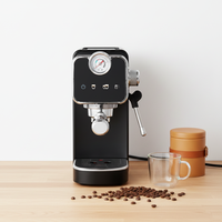 Machine à expresso électrique semi-automatique avec écran tactile, manomètre 15 bars, mousseur à lait, pour 2 tasses, usage domestique
