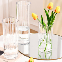 Vase à fleurs de table en plastique, design classique, portable, à bouche large, tube droit épaissi, pour la rentrée scolaire