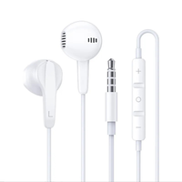 Earphone Kabel 3.5mm IPX-4 Tahan Air Bahan PVC, Sampel Gratis 1.2M, Kompatibel Sepenuhnya, Kemasan Kotak Kristal Putih, Musik iPhone