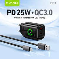 BAVIN Promo Panas Charger Dinding LED Pintar PC2196Y Berkualitas Tinggi EU Pd Qc3.0 25w dengan Kabel Usb