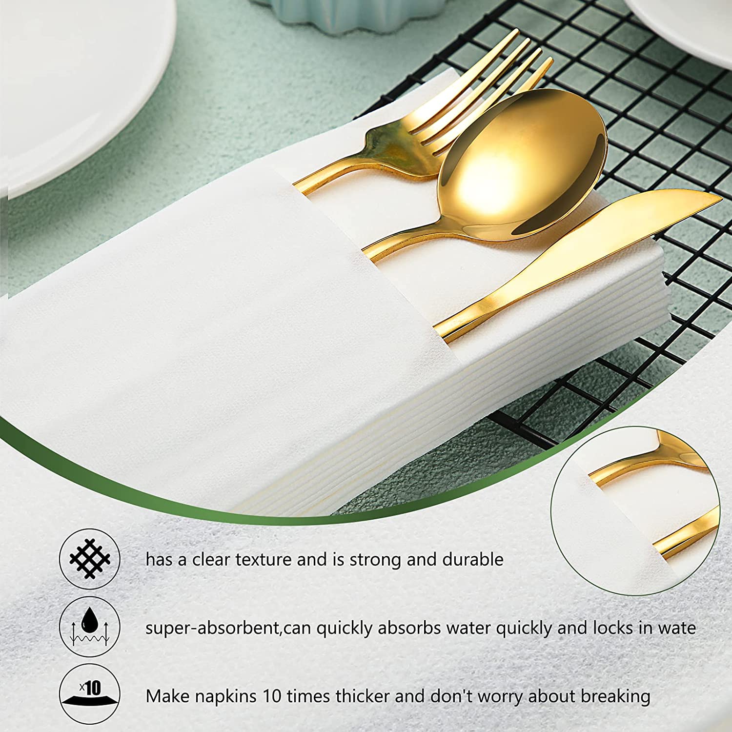 Folded Cutlery Pocket Serviettes Paper Tissue Table Napkins for Dinner Party Wedding Decoration