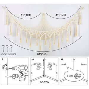 Hamaca o Red para Peluches para Cuarto de Juegos o Dormitorio Infantil, Estilo Boho con Borlas, Exhibición de Juguetes de Peluche para Esquina - Product Image 2