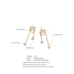 <span class=keywords><strong>Orecchini</strong></span> pendenti JINYOU 7263 impermeabili in acciaio inossidabile placcato <span class=keywords><strong>oro</strong></span> <span class=keywords><strong>vero</strong></span> PVD con zirconi cubici. - Product Image 6