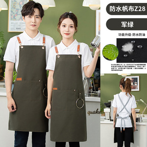 Waterproof Canvas <b>Apron</b> One Size <b>Black</b> For Kitchen Cooking Workwear Unisex - Product Image 5