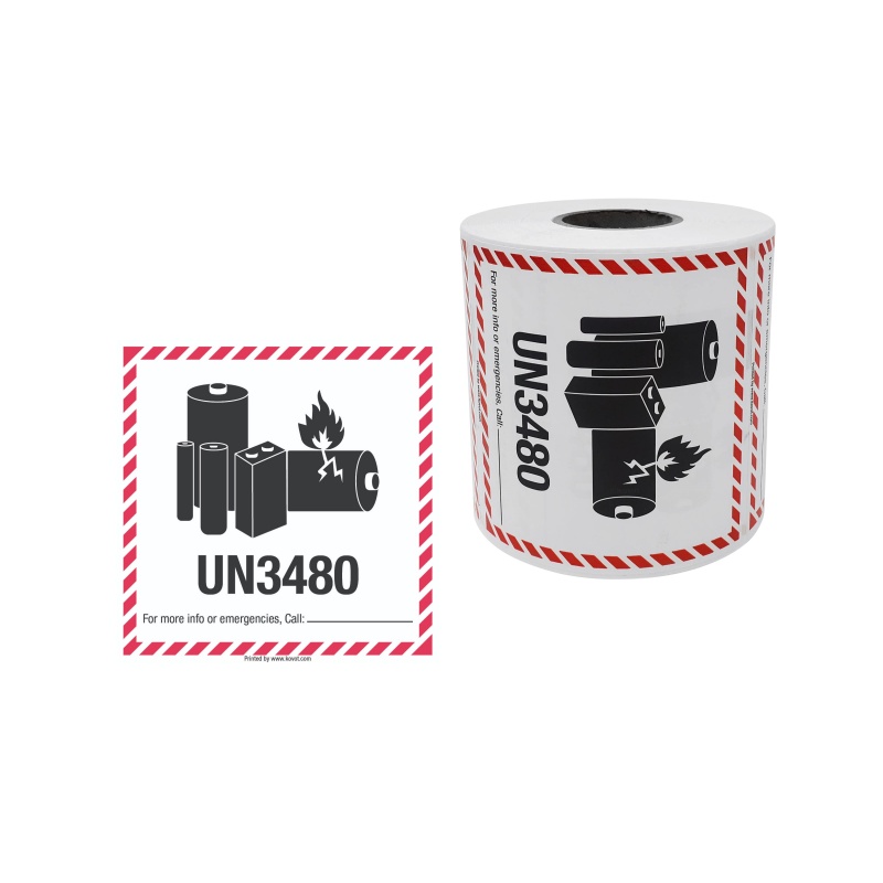 Lithium Ion Battery Label Stickers, Large 4.375" X 4.75" Adhesive La