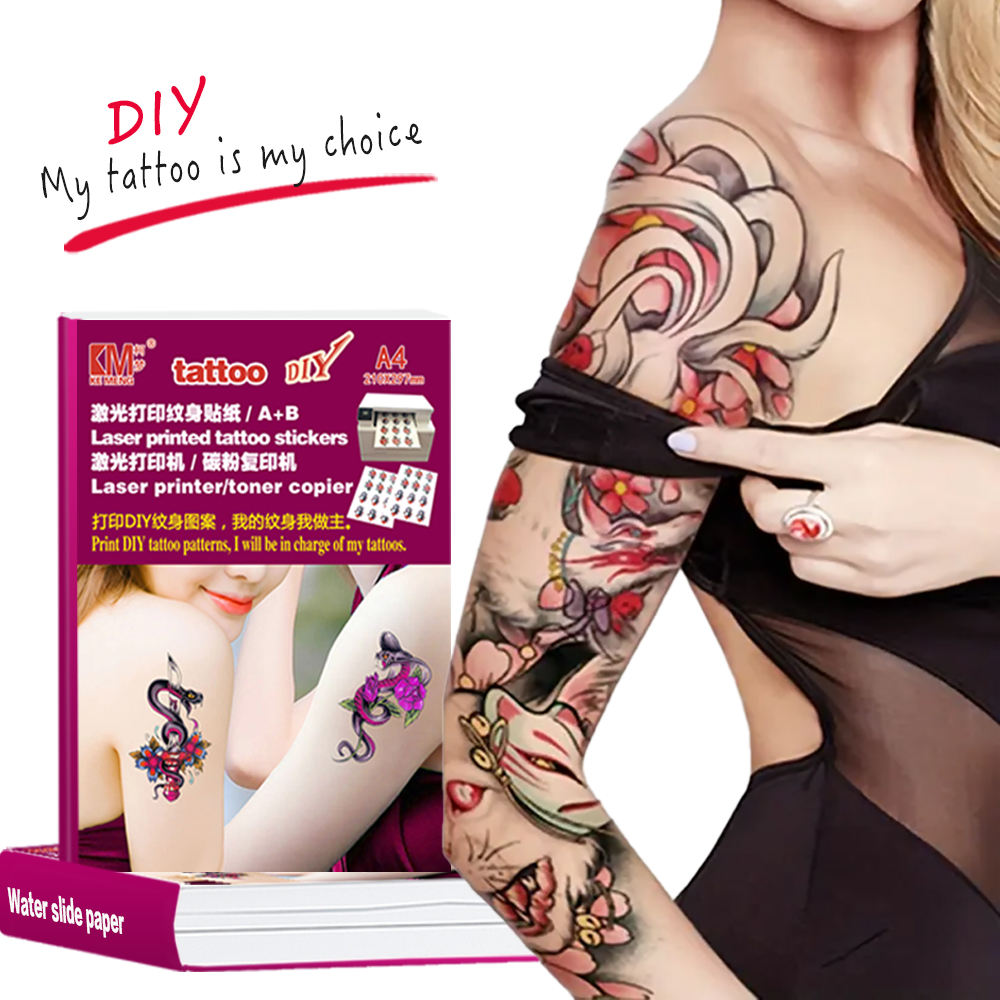 Laser printer tattoos paper A+B