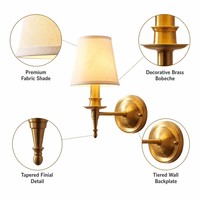 Applique murale en laiton ornée de luxe, abat-jour en tissu contemporain, luminaire mural LED, lampe décorative d'intérieur, maison, villa, hôtel