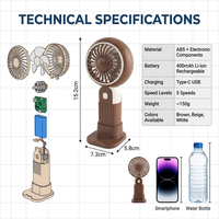 Mini ventilateur turbo haute vitesse rechargeable par USB, ventilateur portable électrique pratique, ventilateur pliable