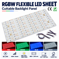 Feuille LED Flexible RGBW 24V 48W Découpable, Panneau LED SMD5050 288 LED 480x240mm pour Rétroéclairage Onyx et Comptoirs en Pierre Rétroéclairés