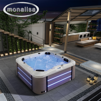 Bain à remous Monalisa grand format pour 6 personnes, baignoire hydromassante autoportante de luxe, spa de massage moderne pour extérieur en acrylique
