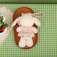 Porte-clés en peluche lapin style chinois 18 cm, super doux, pendentif animal en peluche, cadeau d'anniversaire, décoration de sac - Vente en gros