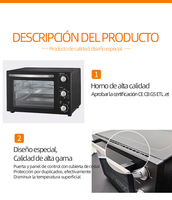Four électrique à convection multifonction avec boîtier métallique, four à pizza, four électrique, four de boulangerie électrique, 58L avec CE