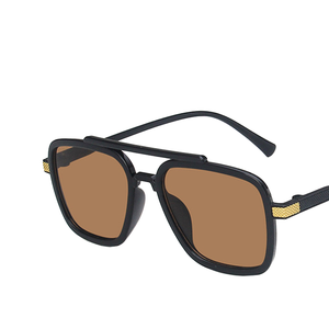 Occhiali da sole unisex quadrati classici con montatura completa, nuovi occhiali da guida a doppia barra da <span class=keywords><strong>uomo</strong></span> con protezione UV400 e logo personalizzato - Product Image 1