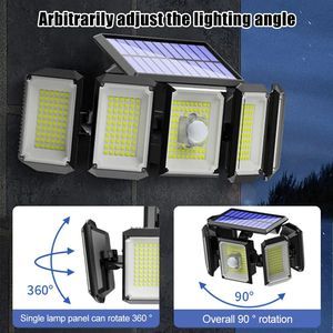Lampu Dinding tenaga surya, 5 kepala 300 LED cahaya luar ruangan Sensor gerak kontrol cahaya tahan air lampu dinding rumah taman halaman lampu jalan - Product Image 4