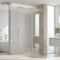 Porte de douche encadrée en aluminium argenté brillant avec roulettes en acier inoxydable pour salles de sport, maisons, hôtels, salles de bain - Verre personnalisable