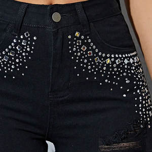 Shorts décontractés pour femmes de qualité supérieure, nouveau style, jeans pour femmes, boutons décoratifs personnalisés, denim imprimé personnalisé, respirant et élégant - Product Image 5