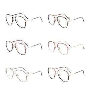 Montures de lunettes ovales Tr87176, monture intégrale, protection anti-lumière bleue, verres plats, unisexe, design à double pont en métal - Product Image 5